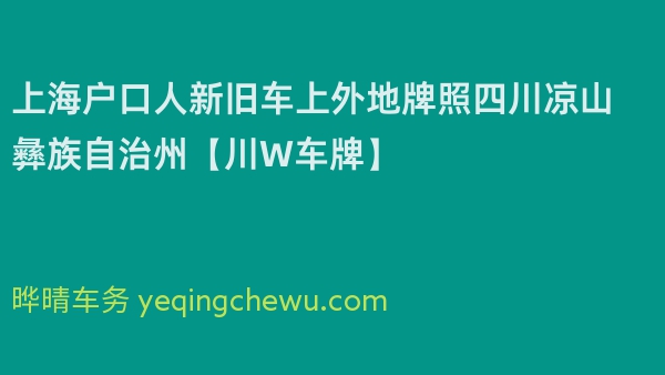 2024年上海户口人新旧车上外地牌照四川凉山彝族自治州【川W车牌】