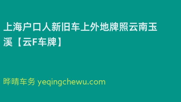 2024年上海户口人新旧车上外地牌照云南玉溪【云F车牌】