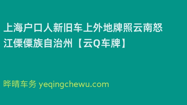 2024年上海户口人新旧车上外地牌照云南怒江傈僳族自治州【云Q车牌】